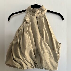 Zara Cotton Cropped Sleeveless High Neck Top M